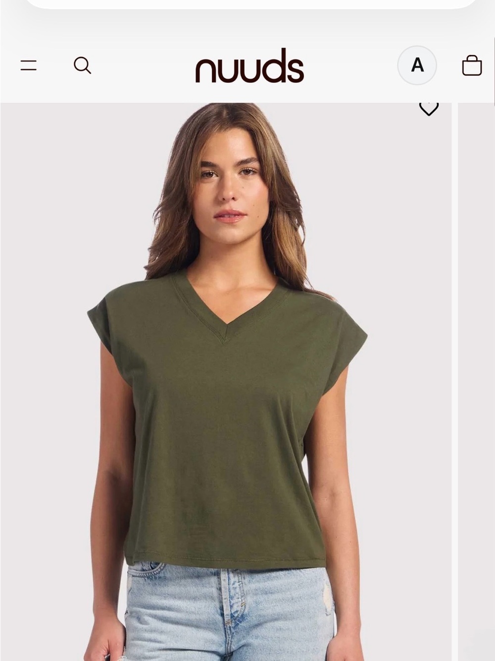 Nuuds Darkest Olive V-Neck Muscle Tee NWOT